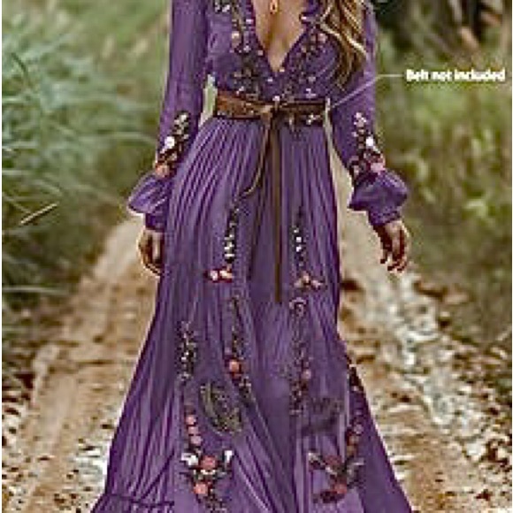 Dresses & Skirts - 🆕Purple Boho Floral Patterned Maxi Dress - Women. Size L. NWT.